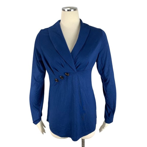 Ninedaily Large NWT Top Wrap Blue Fitted Slimming L Stretch - Picture 2 of 7